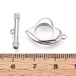 6 個真鍮マンテル  ハート  プラチナメッキ  14x15x3mm  穴：0.7mm&nbsp;KK-T073-44P