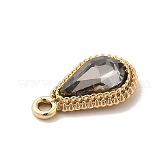 UVメッキ合金ガラスペンダント  ゴールドカラー  ファセットティアドロップチャーム  ミックスカラー  20.5x12x5mm  穴：2mm&nbsp;PALLOY-M209-01G