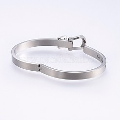 変色しにくい304ステンレススチールのバングル  ステンレス鋼色  2-1/4インチ（5.6cm）〜2-1/2インチ（6.3cm）x1-7/8インチ（4.7cm）〜2インチ（5cm）  6~12mm&nbsp;BJEW-P223-03P