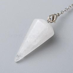 Platinum Tone Brass Crystal Cone Hexagonal Pointed Dowsing Pendulums&nbsp;MAK-M015-01I
