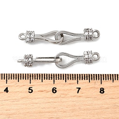 Rack Plating Brass Micro Pave Clear Cubic Zirconia Fold Over Clasps&nbsp;KK-S384-15P
