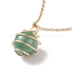 Natural Gemstone Cage Pendant Necklace with 304 Stainless Steel Cable Chains for Women&nbsp;NJEW-JN03905-02