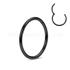 316l サージカルステンレススチール軟骨ピアス  フープピアス  フープノーズリング  ブラック  12mm  ピン：0.8mm&nbsp;WGCE3BC-08