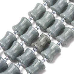 天然ミャンマー翡翠ビーズ連売り  竹の棒  シードビーズで  12x10mm  穴：1.4mm  約23個/連  14.17''（36センチメートル）&nbsp;G-Z155-A01-01