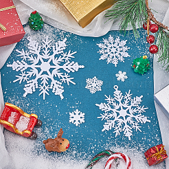 クリスマスのプラスチック製スノーフレークペンダントとカボションの製作キット  ホワイト  16.5~105x14.5~97x1.2~2.5mm  穴：2.5~3mm&nbsp;DIY-SC0026-70