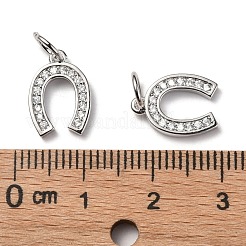 CZ真鍮マイクロパヴェキュービックジルコニア馬の靴のチャーム  プラチナ  13x9x2mm  丸カン：5x0.9ミリ&nbsp;ZIRC-L018-13P