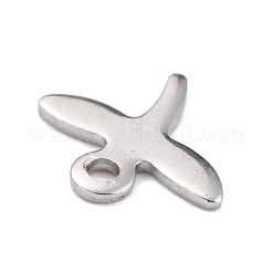 変色しない304ステンレススチールチャーム  トンボ  ステンレス鋼色  10x11x0.8mm  穴：1.2mm&nbsp;LS-STAS-F266-12P