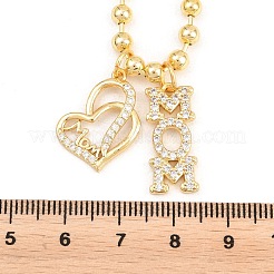 Mother's Day Brass Micro Pave Clear Cubic Zirconia Mom Heart Pendant Necklaces for Women&nbsp;NJEW-A071-06B-G