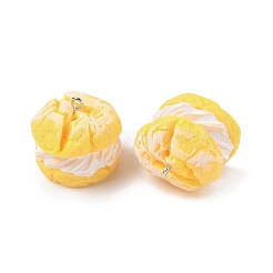 不透明樹脂ペンダント  模造食品  プラチナアイアンループ付き  パフ  23x26.5x23mm  穴：2mm&nbsp;FIND-Z092-02P-03