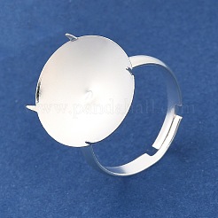 316ステンレス鋼カフリング部品  プロングリングのセッティング  ラウンド  銀  トレイ：17mm  usサイズ7 1/4(17.5mm)&nbsp;STAS-D375-04S