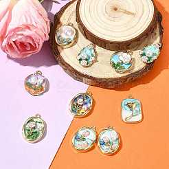 10Pcs 10 Styles Light Gold Tone Alloy Enamel Pendants&nbsp;ENAM-FS0003-82