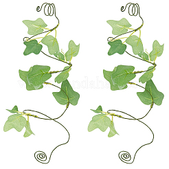 1Pair Leaf Pvc with Iron wire Upper Arm Cuff Bangles for Women&nbsp;AJEW-GF0014-18B