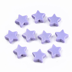 スプレープリントアクリルビーズ  ラバー加工スタイル  スター  ミックスカラー  10.5x11x4mm  穴：1.5mm  約2250個/500g&nbsp;MACR-T037-06