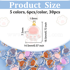 30pcs 5 colors Transparent Glass Pendants&nbsp;FIND-OC0002-42
