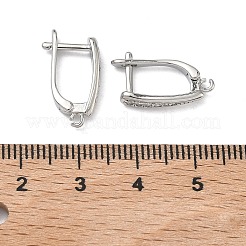 Brass Micro Pave Clear Cubic Zirconia Hoop Earring Findings&nbsp;KK-H256-06P