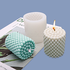 DIY キャンドル食品グレードのシリコーン型  レジン型  UVレジン用  エポキシ樹脂ジュエリー作り  ラウンドを持つ列  ホワイト  7.6x8.3cm&nbsp;CAND-PW0005-002