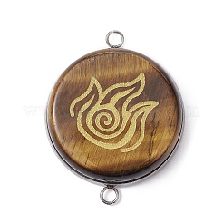 Natural Tiger Eye Connector Charms&nbsp;PALLOY-JF02370