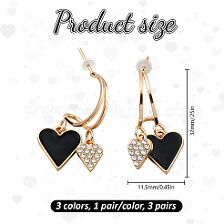 3 Pairs 3 Colors Alloy Rhinestone Dangle Stud Earrings&nbsp;EJEW-GO0007-004
