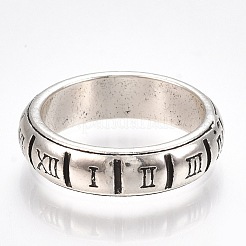 合金ワイドバンドリング  分厚いリング  ローマ数字  アンティークシルバー  サイズ8  18mm&nbsp;RJEW-T006-10
