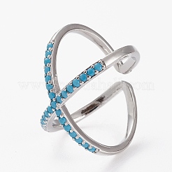 Brass Micro Pave Cubic Zirconia Cuff Rings&nbsp;RJEW-C101-13G-D