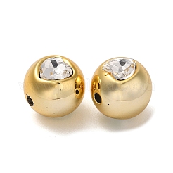 ラインストーンビーズ付きccbプラスチック  ハート付きのラウンド  ゴールドカラー  15x16x16mm  穴：3mm&nbsp;CCB-B003-34G
