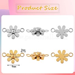 12Pcs 430 Stainless Steel Small Flower Connector Charms&nbsp;JX239A