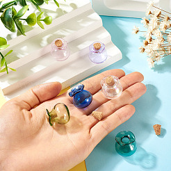 6Pcs 6 Colors Lucky Bag Shape Glass Cork Bottles Ornament&nbsp;AJEW-TA0001-73