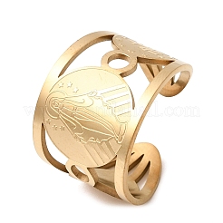 304 Stainless Steel Open Cuff Rings for Women&nbsp;RJEW-A099-01G