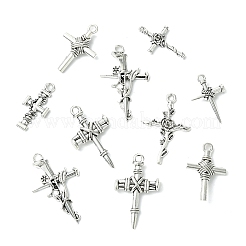 70pcs7スタイルチベットスタイルアロイペンダント  クロス  アンティークシルバー  25~38x13~23.5x2~4.5mm  穴：1.5~2.5mm  10個/スタイル&nbsp;FIND-CJ0005-07