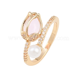 Brass Micro Pave Cubic Zirconia Finger Rings for Women&nbsp;CU-CBAA973-02G
