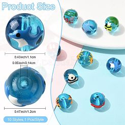 10Pcs 10 Styles Ocean Theme Handmade Glass Enamel Beads&nbsp;LAMP-FS0001-81
