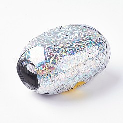 片面レーザーバルーンリボン  カーリングリボン  パーティーデコレーション用  銀  3/16インチ（5mm）  約10m /ロール  6のロール/袋&nbsp;SRIB-WH0003-B05