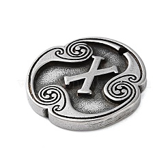 ルーン文字合金ペンダント  ラウンド  アンティークシルバー  25x3mm  穴：1.6mm&nbsp;PALLOY-S193-01AS-07