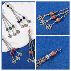 10Pcs 10 Colors Tibetan Style Zinc Alloy with Resin Bead Tassel Big Pendants&nbsp;TIBEP-PH0001-92