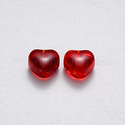 模造ヒスイのガラスビーズ  ハート  暗赤色  6x6x4mm  穴：0.7mm&nbsp;X1-GLAA-R211-02-A02