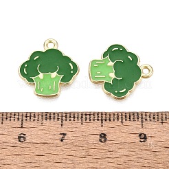 合金エナメルチャーム  ブロッコリーのチャーム  ゴールドカラー  16.5x16x1mm  穴：1.5mm&nbsp;ENAM-Q003-16G