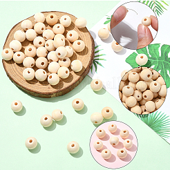Natural Unfinished Wood Beads&nbsp;WOOD-SP0001-62C