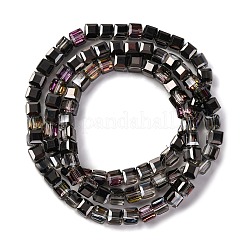 電気メッキガラスビーズセット  キューブ  多面カット  マゼンタ  7x7x7mm  穴：1.4mm  約99個/連  27.44''（69.7センチメートル）&nbsp;EGLA-H108-01A-HP04