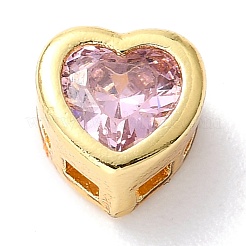 Brass inlaid Cubic Zirconia Slide Charms&nbsp;X-ZIRC-F125-01-G