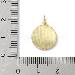 Brass Pave Natural Shell Flat Round with Letter Charms&nbsp;KK-Z115-13G-U