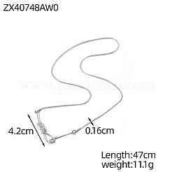 結び目模様の304ステンレススチール製ペンダントネックレス  スネークチェーンネックレス  ステンレス鋼色  18.50インチ（47cm）&nbsp;NJEW-OY002-61P