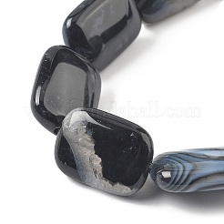天然石黒瑪瑙ビーズ連売り  染め＆加熱  長方形  18x13x5mm  穴：1mm  約10~11個/連  7.28''~7.87''（18.5~20センチメートル）&nbsp;G-K392-B02-13x18mm