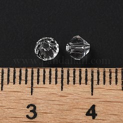 透明ガラスビーズ  双円錐形  透明  4x4x3.5mm  穴：1mm  720個/袋&nbsp;GGLA-Z004-05W