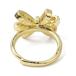 Rack Plating Brass Micro Pave Cubic Zirconia Adjustable Finger Rings&nbsp;RJEW-H224-03G