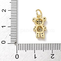 Brass Micro Pave Black and Clear Cubic Zirconia Bear Charms&nbsp;KK-B155-20G