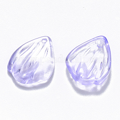 透明スプレー塗装ガラスペンダント  グリッターパウダー付き  花びら  モーブ  19x15x3.5mm  穴：1mm&nbsp;GLAA-T016-27C