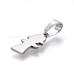 変色しにくい304ステンレススチールペンダント  女の子  ステンレス鋼色  17x10x1.5mm  穴：4x8mm&nbsp;STAS-I096-39P