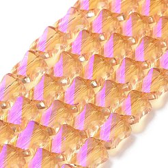 Faceted Electroplated Transparent Glass Beads Strands&nbsp;GLAA-G092-A01