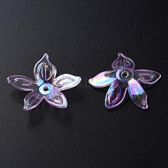 透明なアクリルビーズ  ABカラー  花  ミディアム蘭  25.5x28x6mm  穴：1.8mm  約980個/500g&nbsp;MACR-S373-102-C03