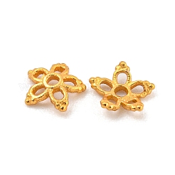 925スターリングシルバービーズキャップ  5花びら  花  18KGP本金メッキ  4.5x4.5x1.3mm  穴：0.6mm&nbsp;STER-U002-08B-G
